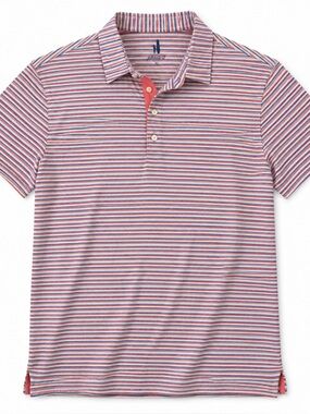 johnnie-O Polo Shirt Mens XL Red White Blue Striped Performance UPF 50